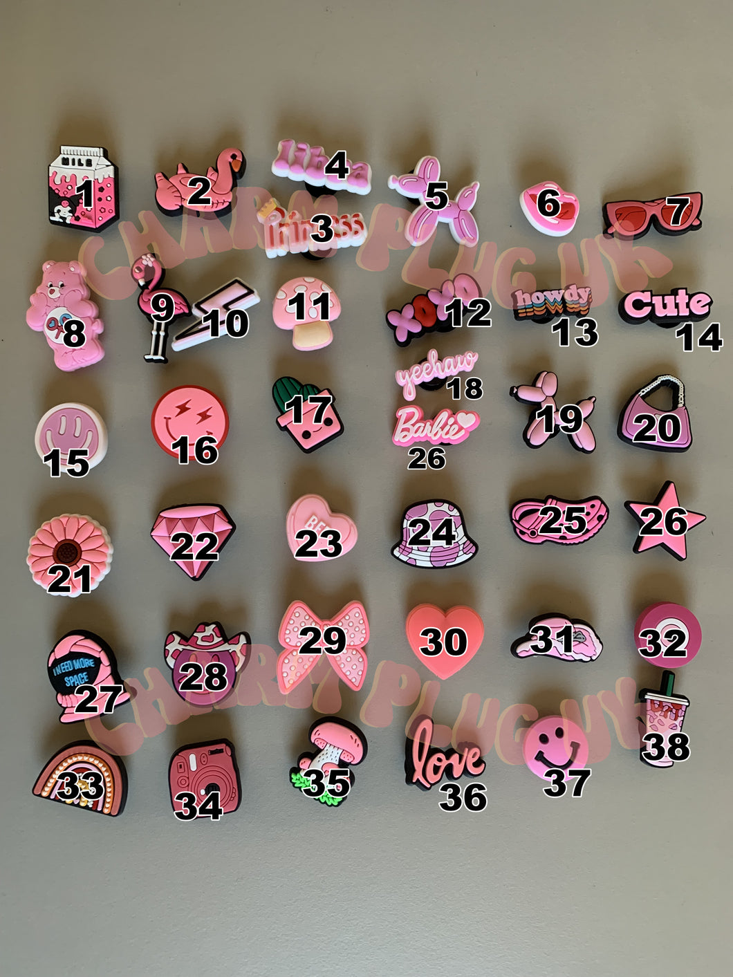 Popular Pink Croc Charms 30+ Cute Handbag Heart Bow Sunglasses Rainbow Cowgirl