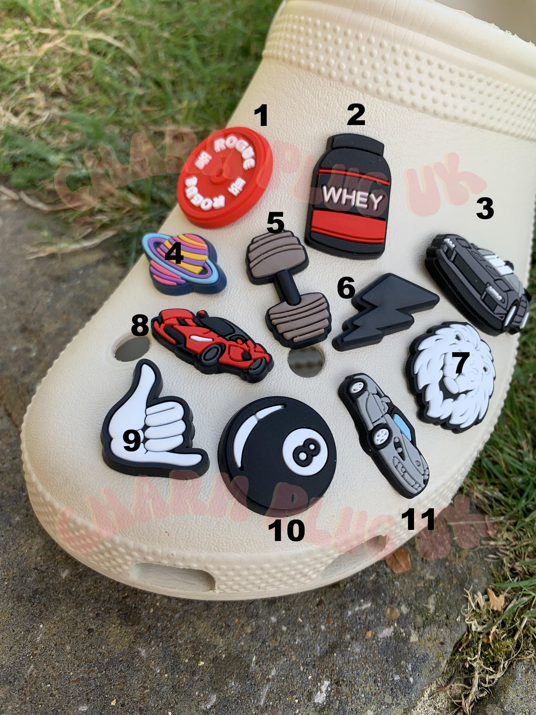 Male Gym Car Charms Clog Charm Shoe Pin Badge Charm Charm Gym Set Whey Dumbbell  Car Driving Man