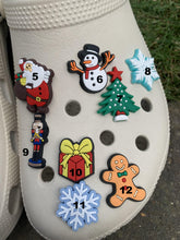 Load image into Gallery viewer, Christmas Croc Charms Clog Charm Shoe Pin Badge Xmas Charm Santa Christmas Tree Snow Snowflake Stockings Hat Present Snowman Gingerbread Hot Chocolate
