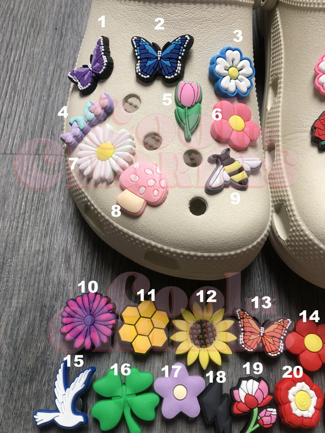 Flower, Butterfly Charms - Spring, Summer, Insects, Butterfly, Daisy, Mushroom, Ladybird, Bee, Tulip, Rose, Sun, Bird, Sunflower