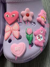 Load image into Gallery viewer, Pink, Girly Charms - Pink Flower, Care, Bear, Pretty Girl, Bad &amp; Bougie, Ribbon, Bow, BAE, BFF Heart, Pink Shoe
